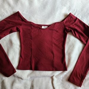 Off the shoulder cropped long sleeve